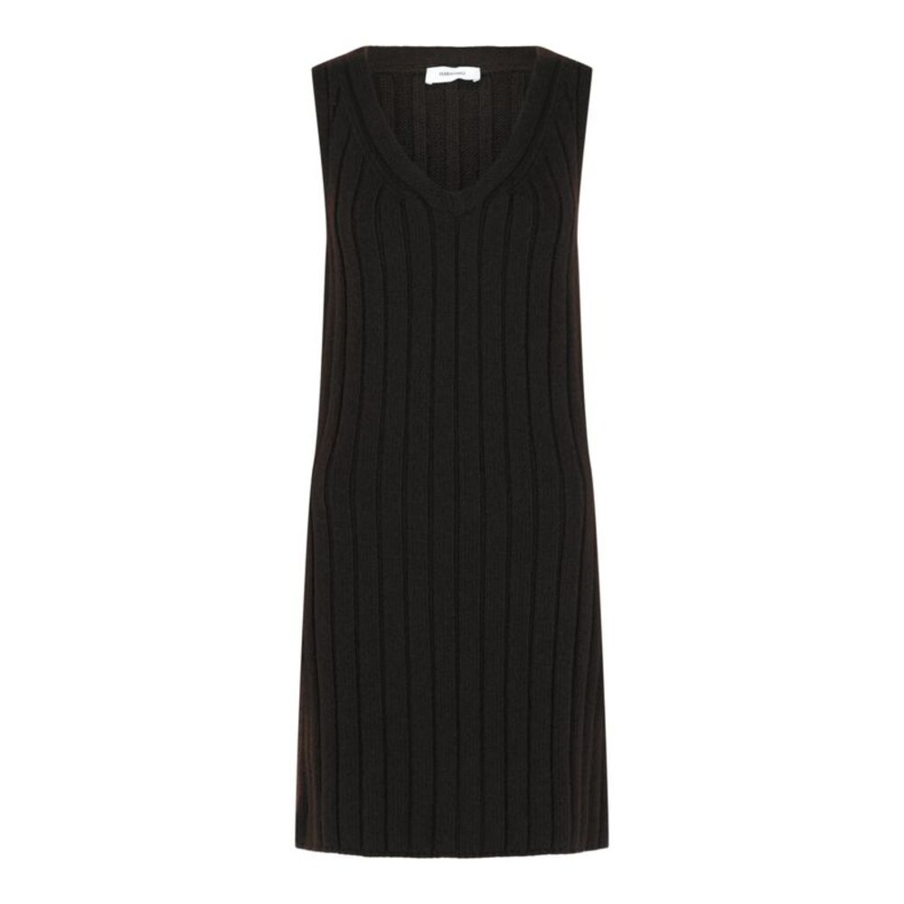 Ferragamo Ribbed Knit Dress Brown Womens